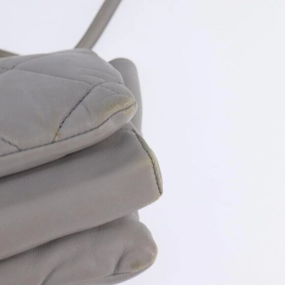 Salvatore Ferragamo Chain Vala Shoulder Bag Leather Gray Gold Auth 147515 - Picture 10 of 16